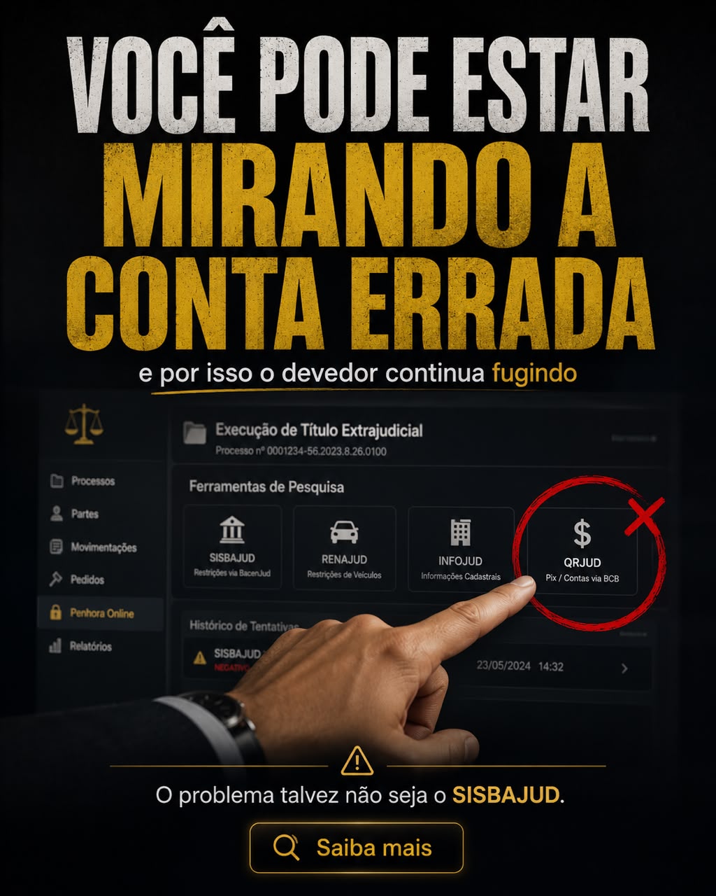 Você pode estar mirando a conta errada — mockup do sistema de execução