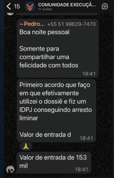 Print: arresto liminar de R$ 153 mil